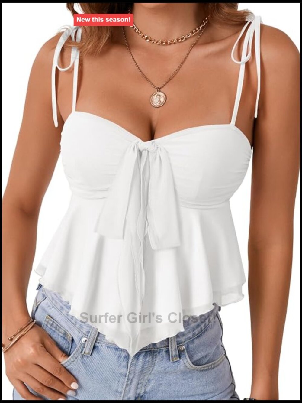 Knotted Front Sleeveless V Neck Peplum Cami Top
